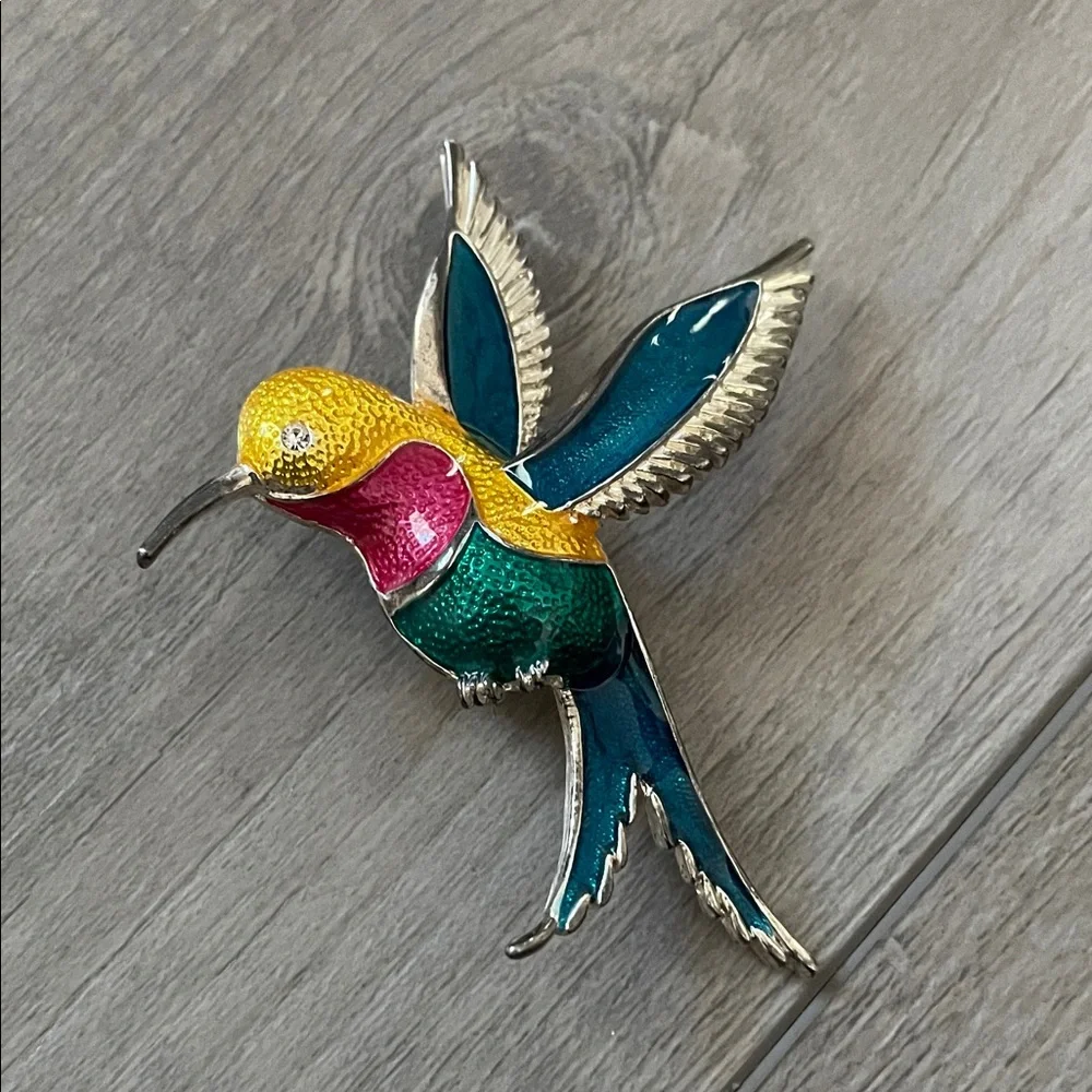Artisan Multicolor Hummingbird Brooch - Picture 2 of 7